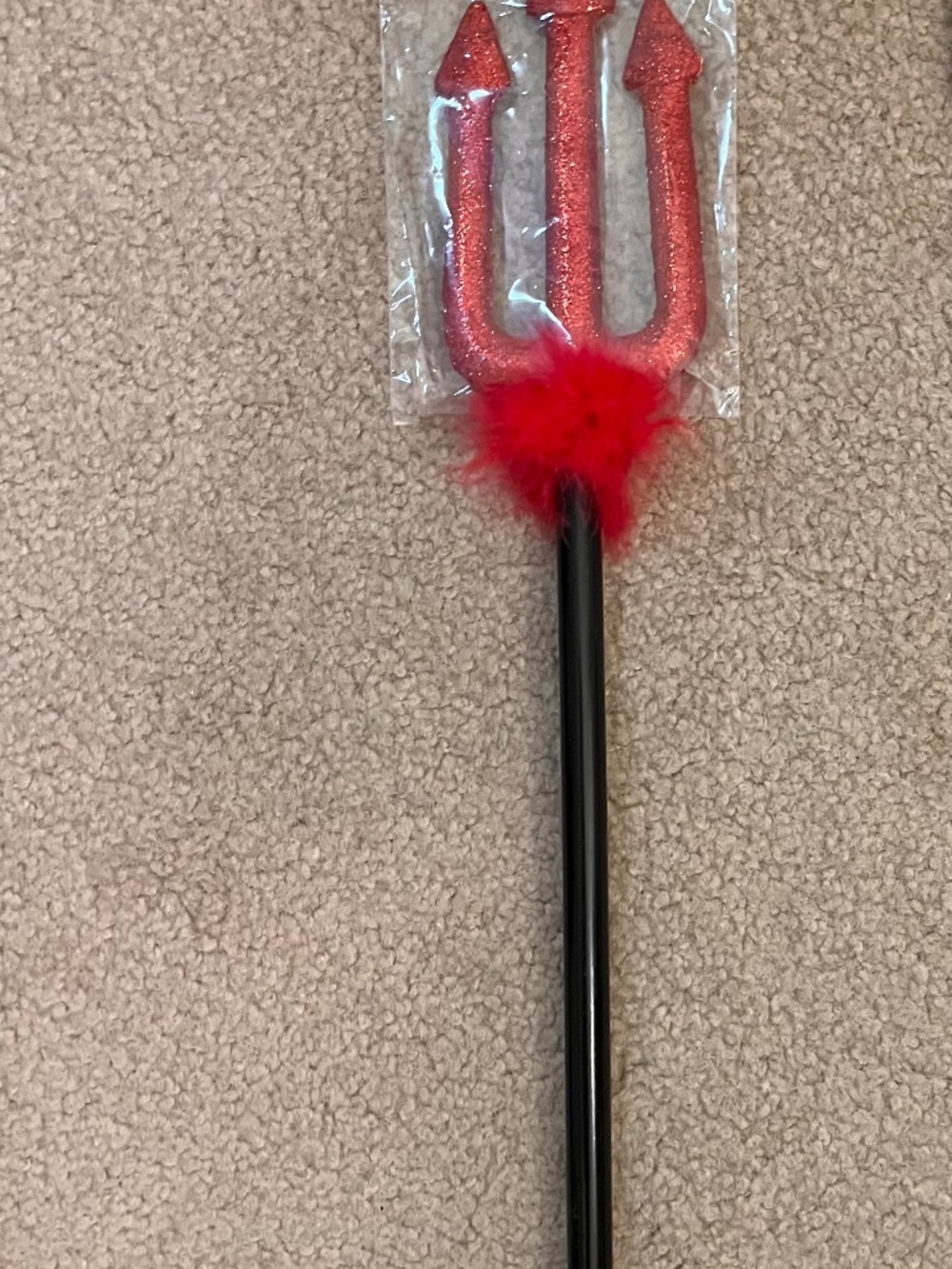 Halloween Devil Pitchfork Costume Prop | Red Glitter Trident Wand | NWT